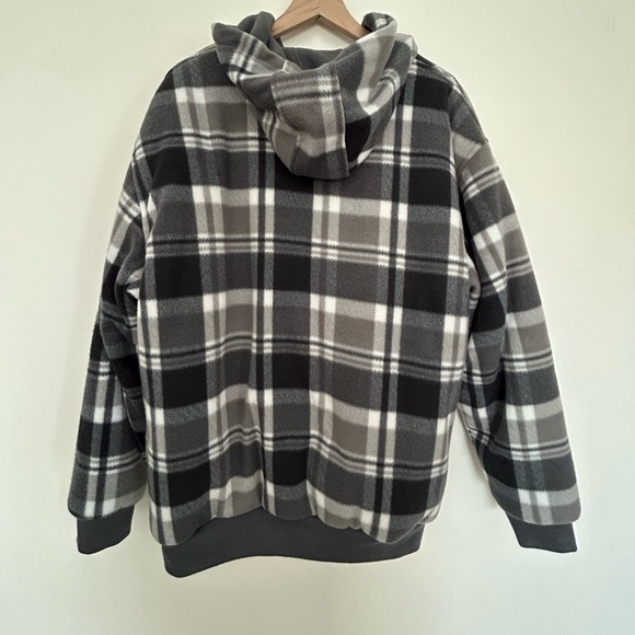 Reversible Heavy Thick Flannel Plaid Jacket Sherpa Fleece Lined Hoodie Size: XL - Picture 4 of 9